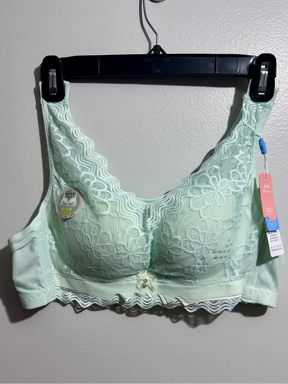 Floral Lace Wireless Comfort Bra Mint Size 44/100 (1408)